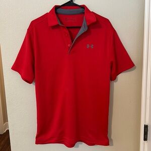 Red Under Armour Golf Polo